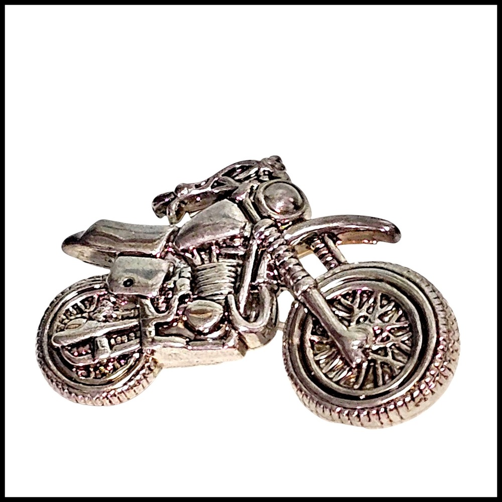 Beaucraft Motorcycle Pin Biker Lapel‎ Brooch Silver Tone Detailed